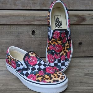 Vans Rose/Animal Check Classic Slip On